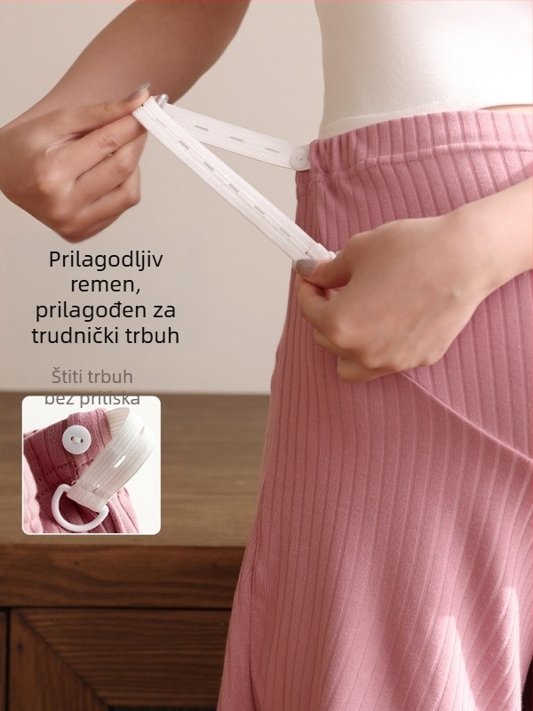 Trudničke pidžama hlače za spavanje - tanke, dužine tri četvrtine, visokog struka, podrška trbuhu, regenerirano celulozno vlakno 95%+
