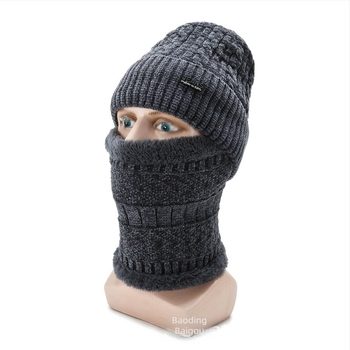 Unisex zimski set kapa i šal, akrilna vlakna, jacquard pletenje, prugasti uzorak