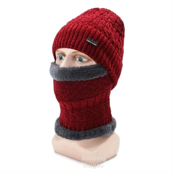 Unisex zimski set kapa i šal, akrilna vlakna, jacquard pletenje, prugasti uzorak