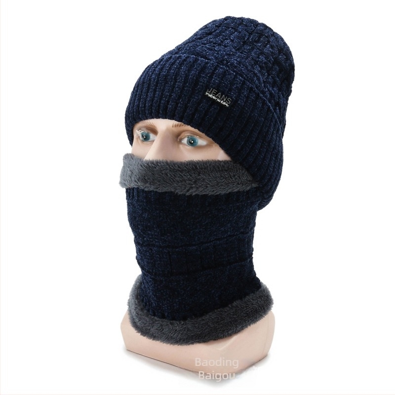 Unisex zimski set kapa i šal, akrilna vlakna, jacquard pletenje, prugasti uzorak