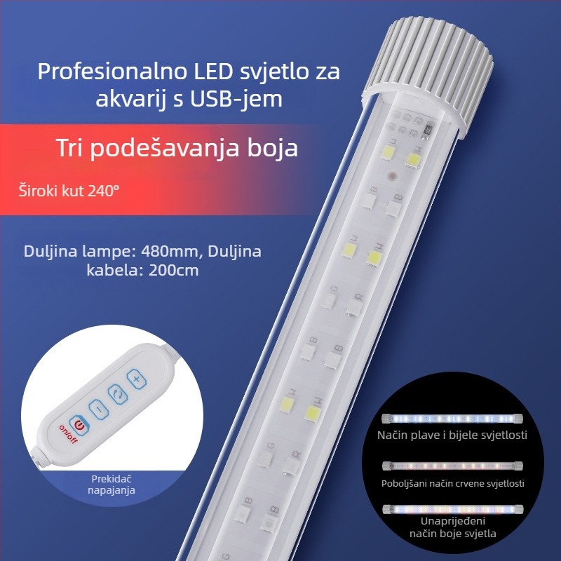 LED rasvjeta za akvarij, vodootporna, puni spektar, promjena boje, snaga ≤36W