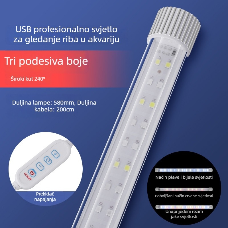 LED rasvjeta za akvarij, vodootporna, puni spektar, promjena boje, snaga ≤36W