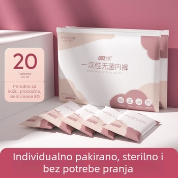 Jednokratne ženske pamučne gaćice za trudnoću – 90–95% pamuka, srednji pojas, pamučna podstava, Proljeće