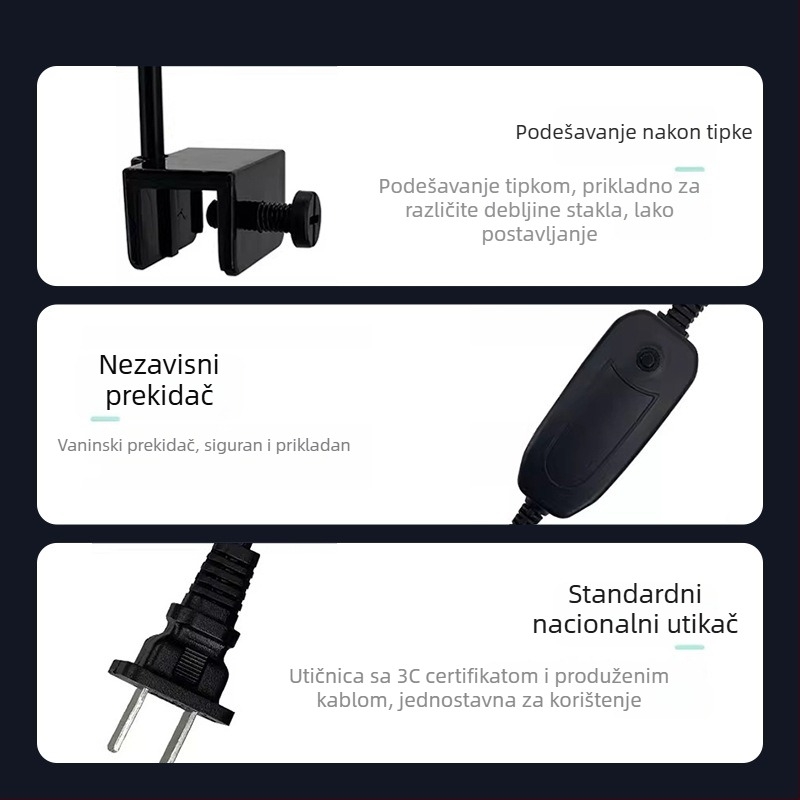 LED rasvjeta za akvarij s kompletnim spektromom, vodootporan viseći držač za rast vodnih biljaka