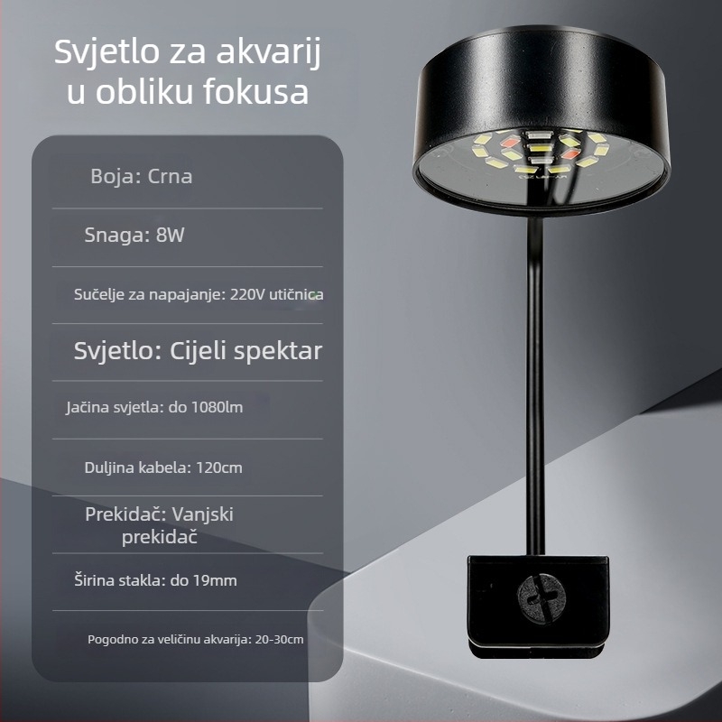 LED rasvjeta za akvarij s kompletnim spektromom, vodootporan viseći držač za rast vodnih biljaka