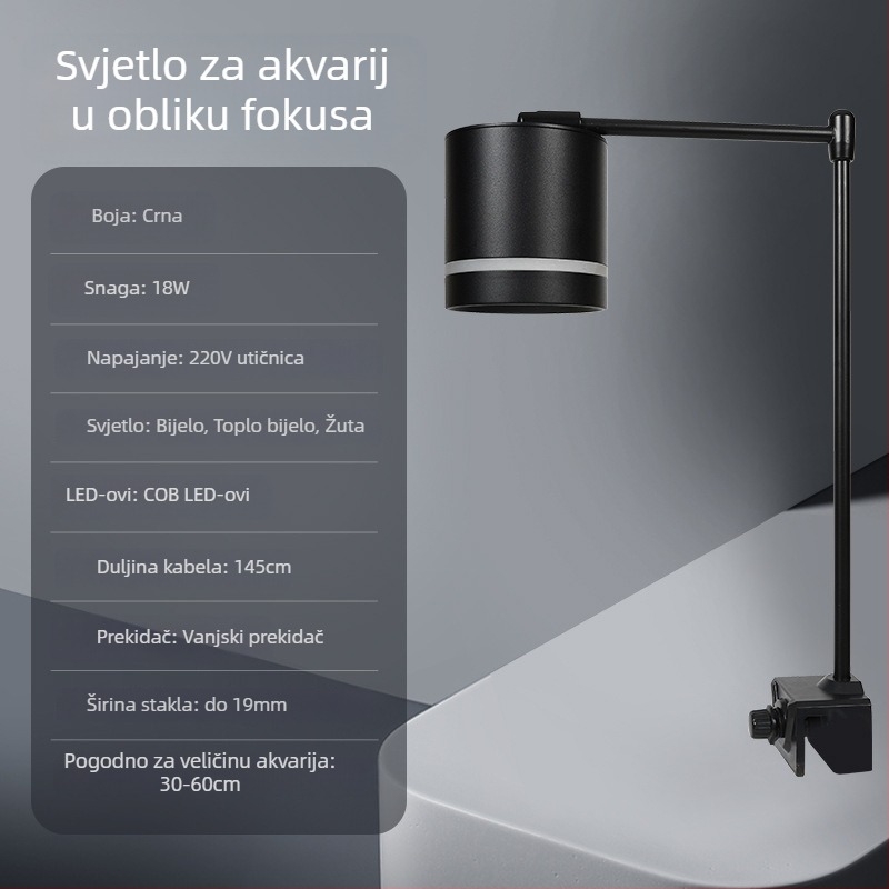 LED rasvjeta za akvarij s kompletnim spektromom, vodootporan viseći držač za rast vodnih biljaka
