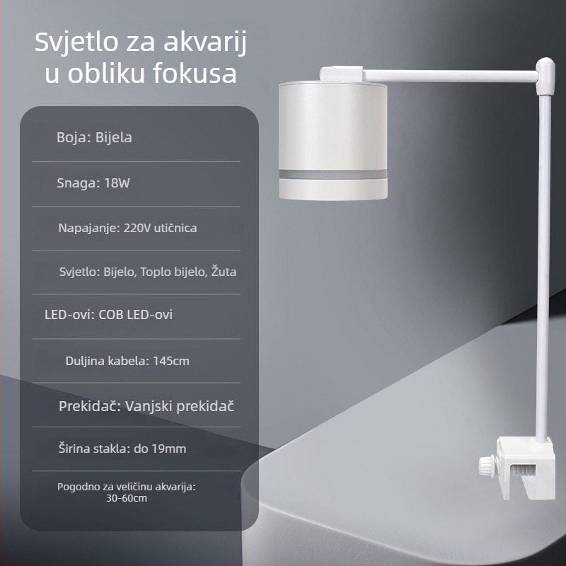 LED rasvjeta za akvarij s kompletnim spektromom, vodootporan viseći držač za rast vodnih biljaka