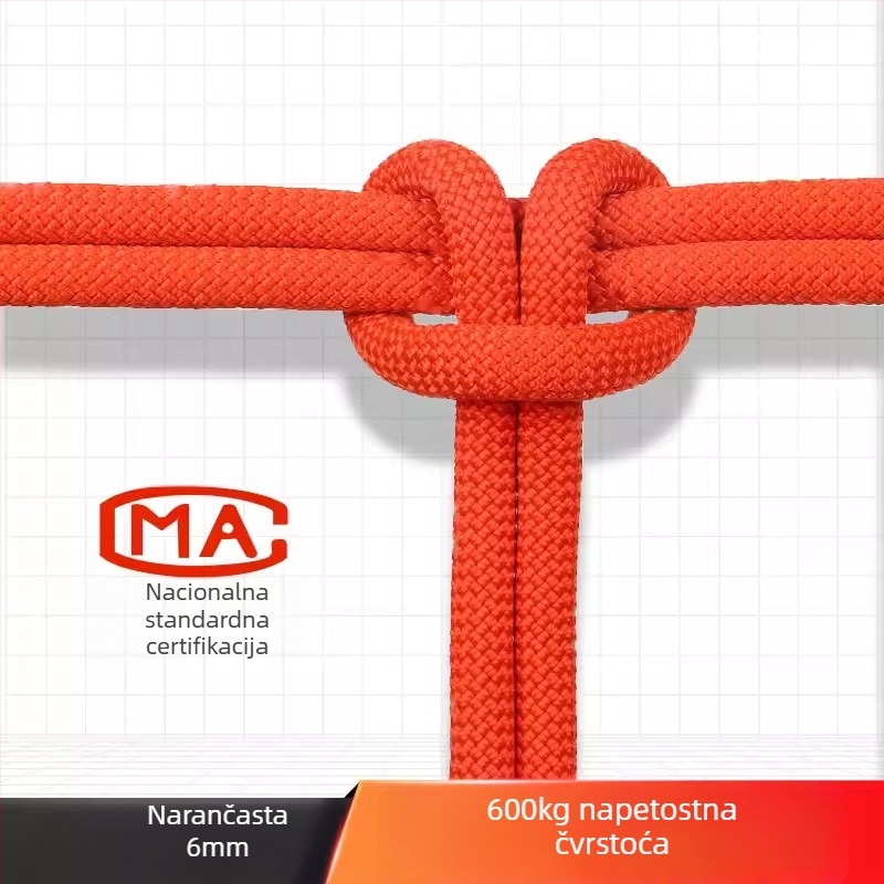 Uže za rad na visini i sigurnost, vanjsko penjačko uže, spašavanje i evakuacijsko uže — polipropilensko vlakno, 18 kN, nacionalni standard