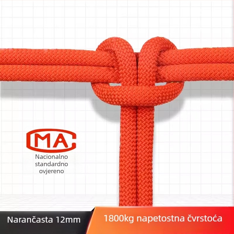 Uže za rad na visini i sigurnost, vanjsko penjačko uže, spašavanje i evakuacijsko uže — polipropilensko vlakno, 18 kN, nacionalni standard