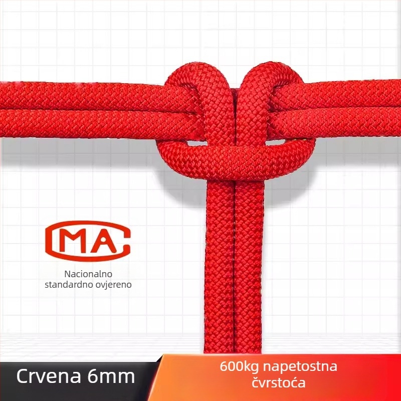 Uže za rad na visini i sigurnost, vanjsko penjačko uže, spašavanje i evakuacijsko uže — polipropilensko vlakno, 18 kN, nacionalni standard