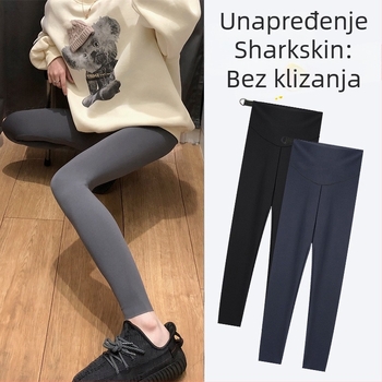 Trudničke legice s flis podstavom za jesen-zimu, visoka elastičnost najlona (80-90%), podizanje stražnjice, uski kroj
