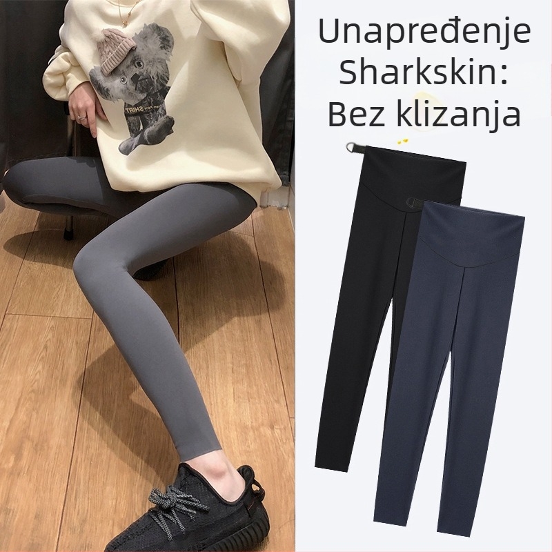 Trudničke legice s flis podstavom za jesen-zimu, visoka elastičnost najlona (80-90%), podizanje stražnjice, uski kroj