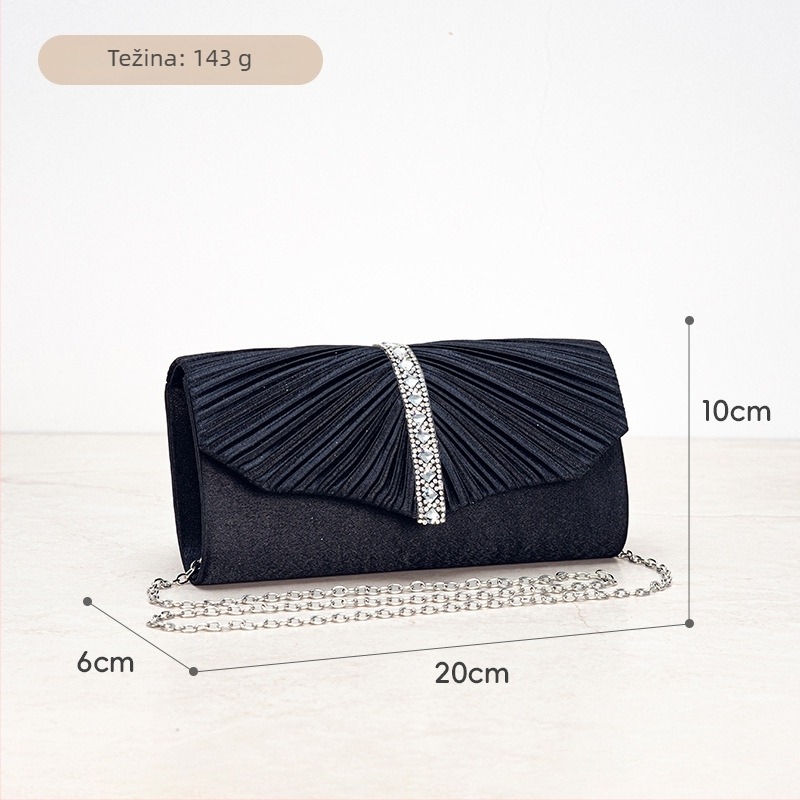 Međunarodna clutch torbica sa kristalima, mini kvadratna večernja torbica, poliester, džep za telefon, magnetsko zatvaranje, stil princeze
