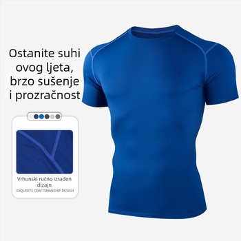 Muška uska trening majica kratkih rukava – brzo suši, prozračna, odvodi vlagu, Vinylon 95% + Spandex 5%