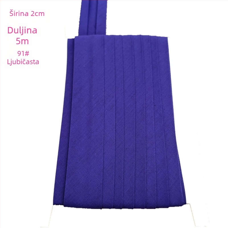 Traka za rubu, poliester-pamučna, širina 2 cm, duljina 5 m, model TCB-2cm, za odjeću i kućne tekstile