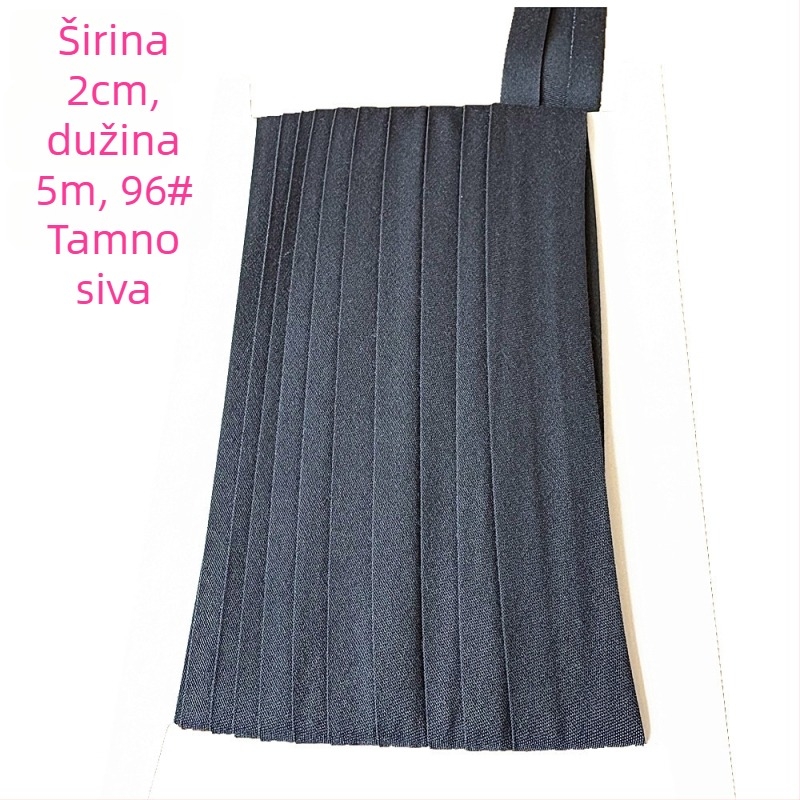 Traka za rubu, poliester-pamučna, širina 2 cm, duljina 5 m, model TCB-2cm, za odjeću i kućne tekstile