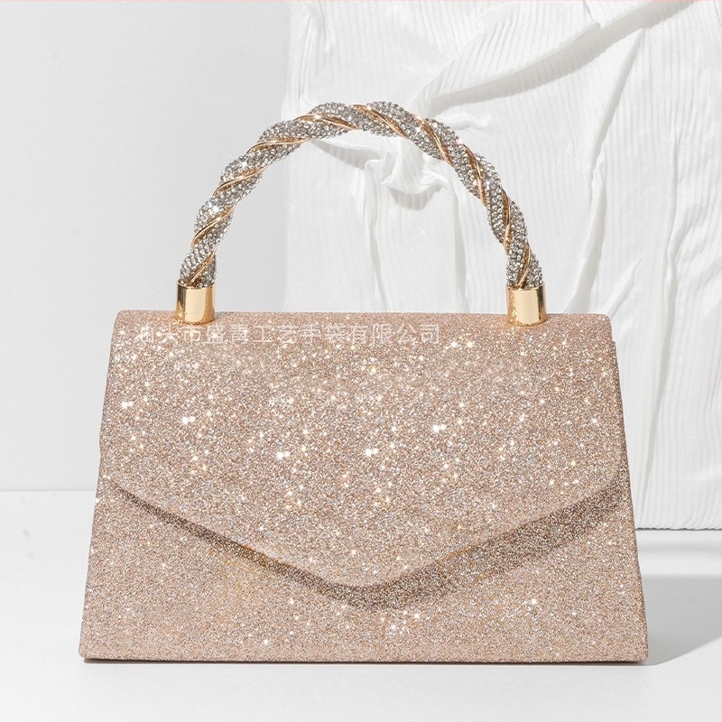 Elegantna večernja torbica s lančanim remenom, model 2023U Glitter, poliester vanjski dio, poliester podstava, džep za dokumente, magnetsko zatvaranje