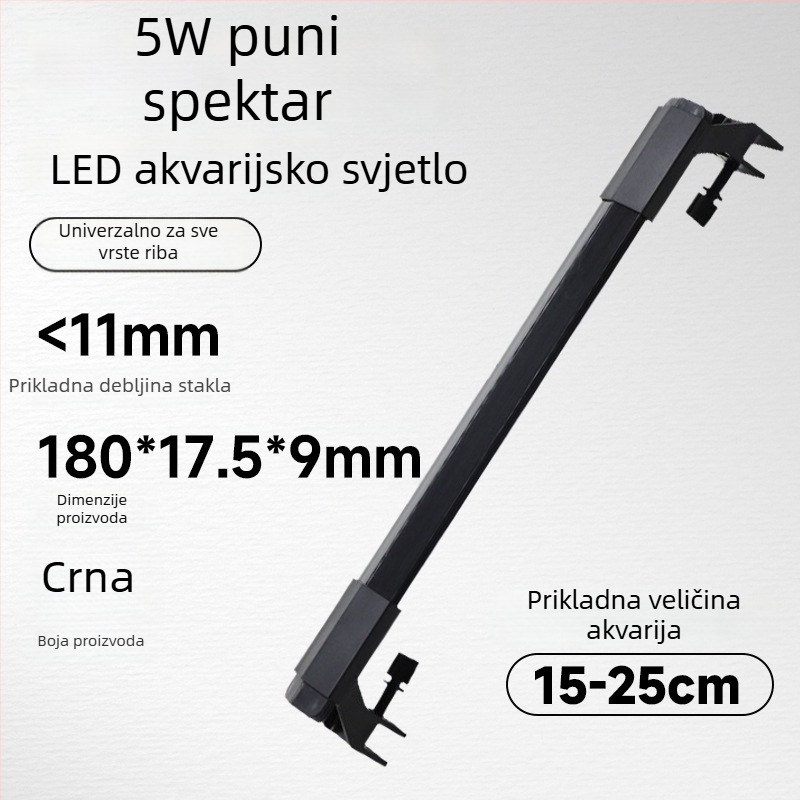 LED rasvjeta za akvarij, otporna na prskanje, kompaktna s punim spektrom za vodene biljke i promatranje