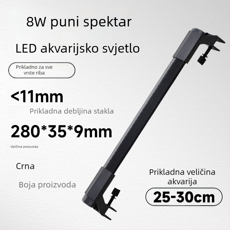 LED rasvjeta za akvarij, otporna na prskanje, kompaktna s punim spektrom za vodene biljke i promatranje