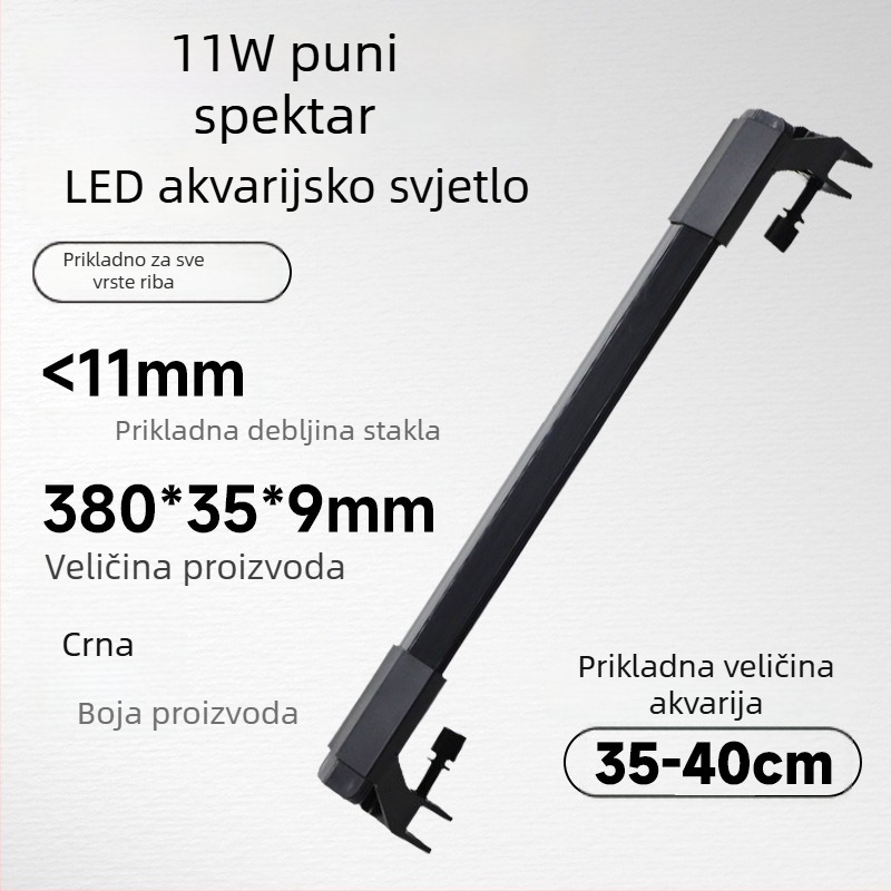 LED rasvjeta za akvarij, otporna na prskanje, kompaktna s punim spektrom za vodene biljke i promatranje