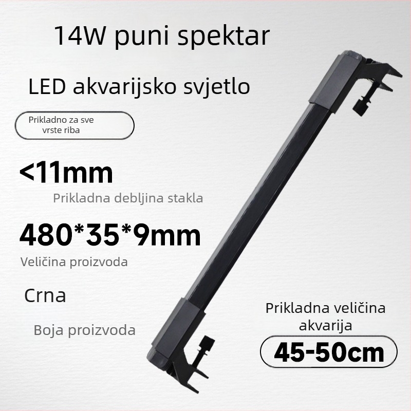 LED rasvjeta za akvarij, otporna na prskanje, kompaktna s punim spektrom za vodene biljke i promatranje