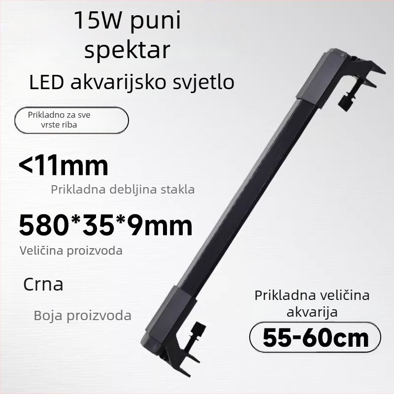LED rasvjeta za akvarij, otporna na prskanje, kompaktna s punim spektrom za vodene biljke i promatranje