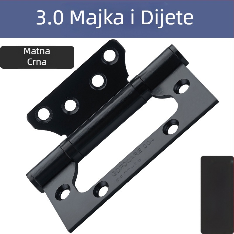 Nerđave čelične šarke za drvena vrata, H-oblik, tiho otvaranje, PVD premaz, marka Wing