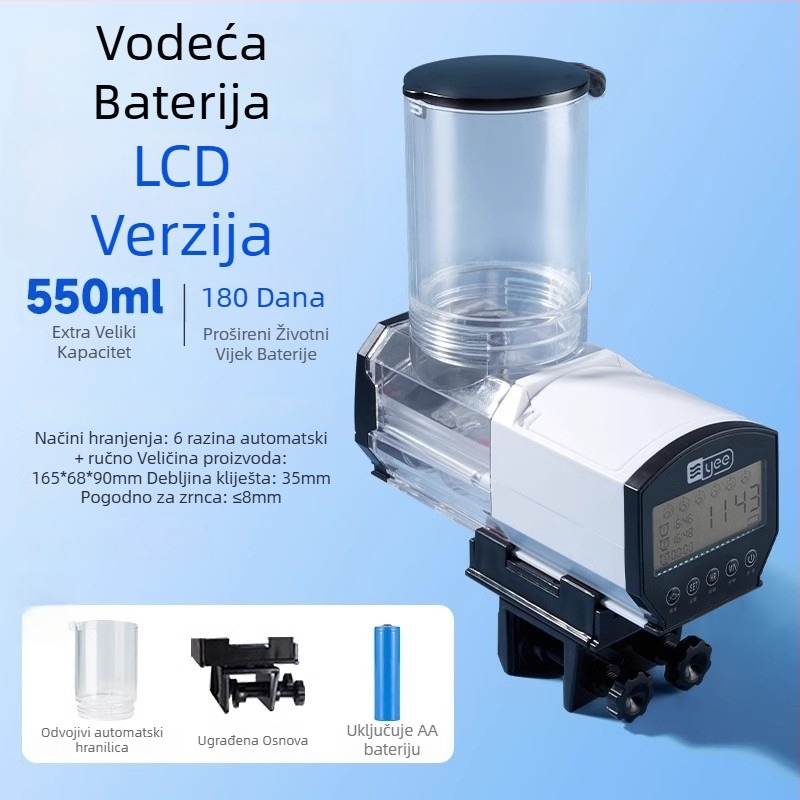 yee automatska hranilica za ribe s tajmerom, plastično kućište, velik kapacitet, za koi i zlatne ribe u akvariju