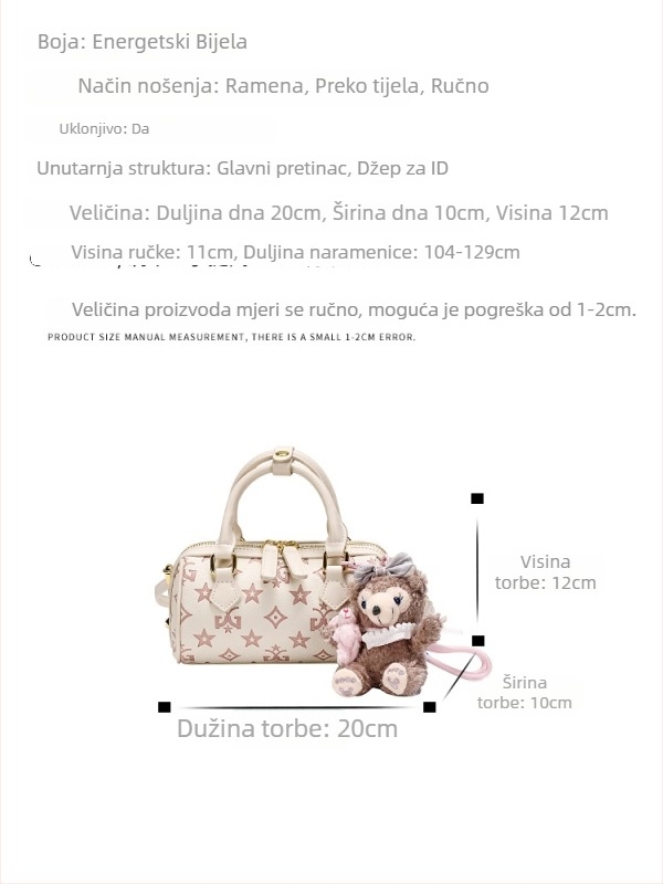 Crossbody Boston torba od poliestera, unutarnja podstava od sintetičke kože, zatvaranje zipom, oblik jastuka, jedna naramenica, ležerni stil