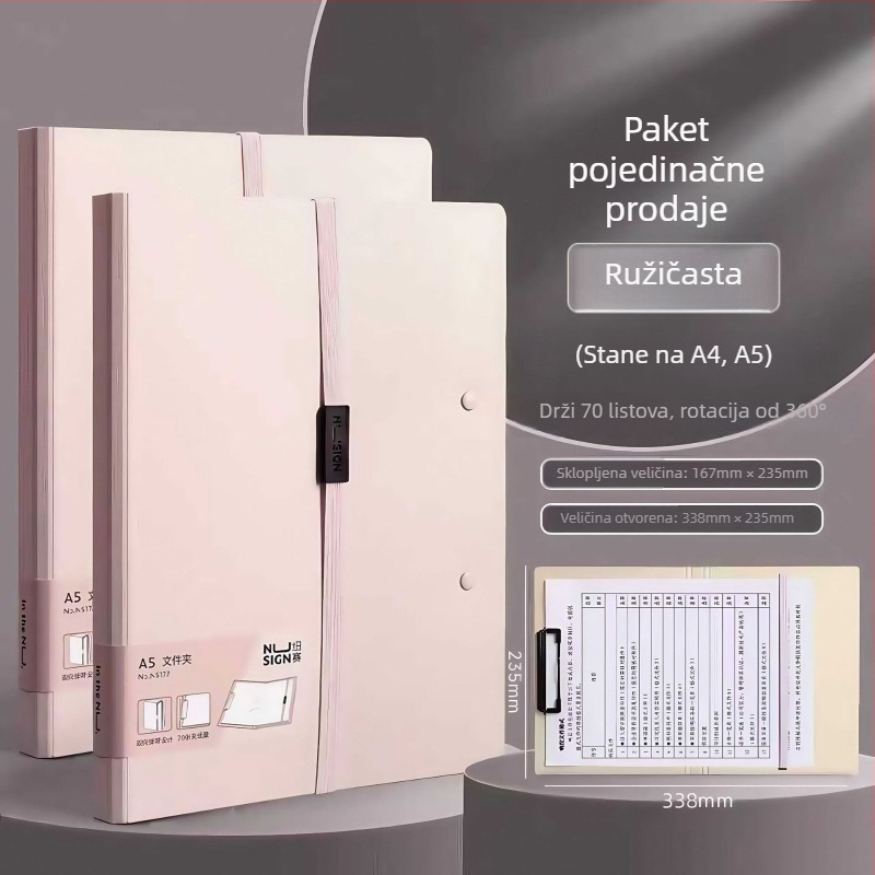 Plastični folder s jednim klipom, vertikalni organizator za dokumente, širina zadnjeg dijela oko 167 mm