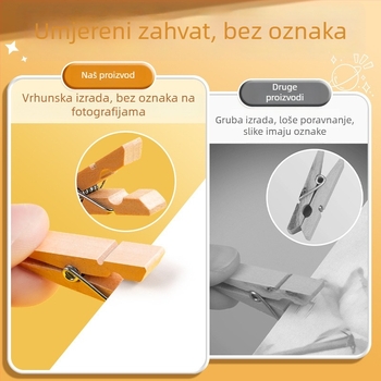 Drveni klipse za fotografije, pravokutnog oblika, set od 100 komada, s etiketama od konopljanog užeta