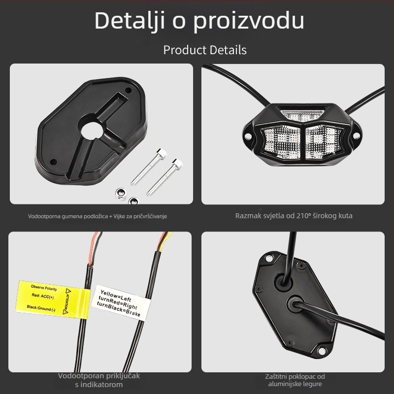 RGB Phantom Svjetla šasije za terenna vozila, aluminijska legura, 15W, 12V, 5A