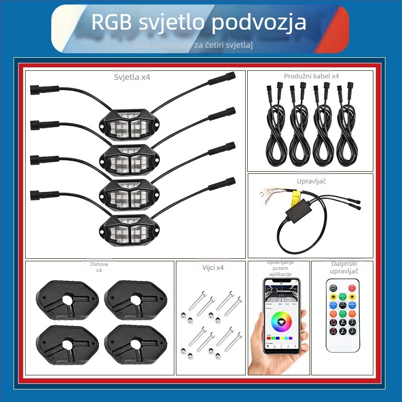 RGB Phantom Svjetla šasije za terenna vozila, aluminijska legura, 15W, 12V, 5A