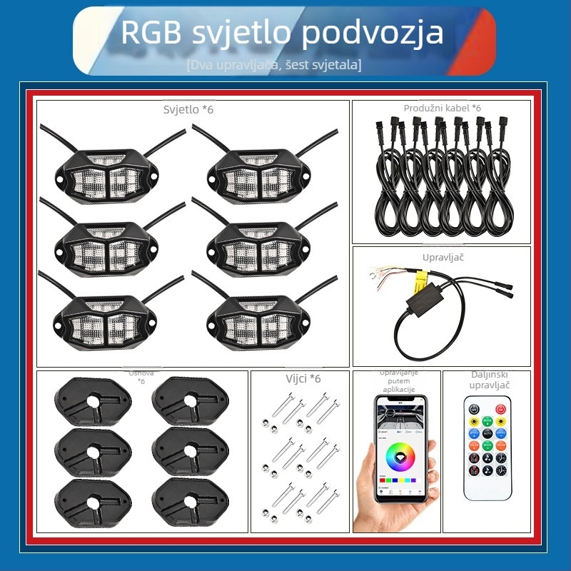 RGB Phantom Svjetla šasije za terenna vozila, aluminijska legura, 15W, 12V, 5A