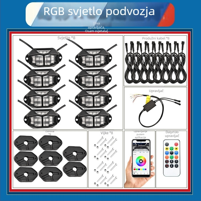 RGB Phantom Svjetla šasije za terenna vozila, aluminijska legura, 15W, 12V, 5A