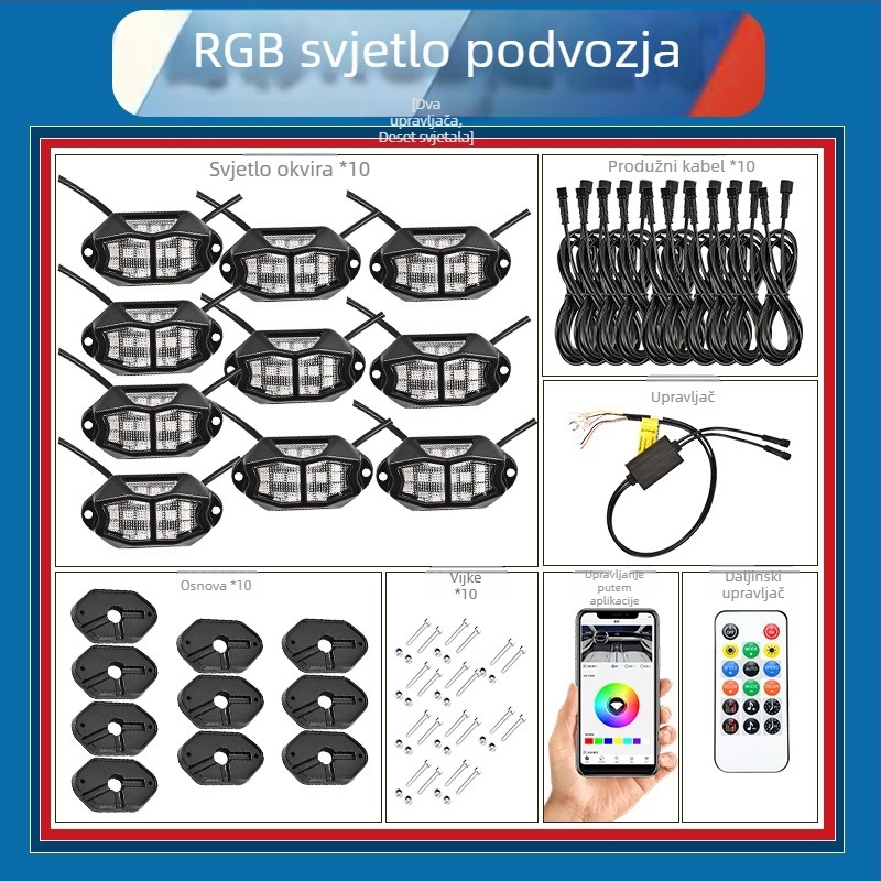 RGB Phantom Svjetla šasije za terenna vozila, aluminijska legura, 15W, 12V, 5A