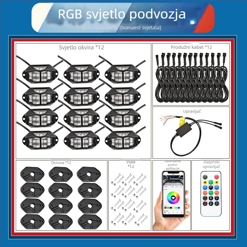 RGB Phantom Svjetla šasije za terenna vozila, aluminijska legura, 15W, 12V, 5A