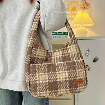 Ženska vunena tote torba, ulični stil, vertikalni kvadratni oblik, magnetsko zatvaranje, unutarnja pretinica za telefon