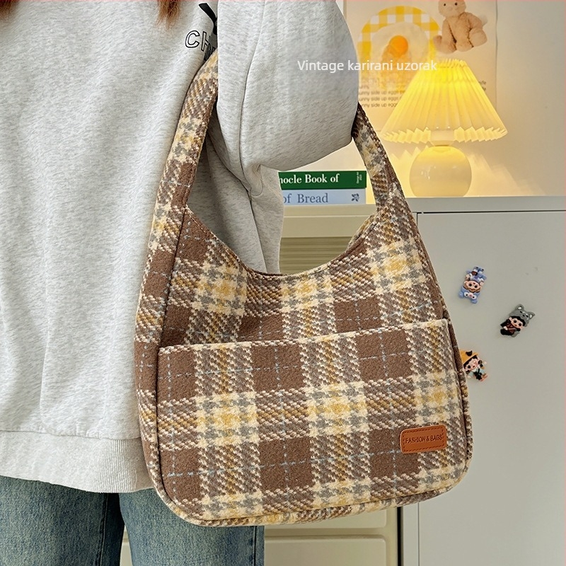 Ženska vunena tote torba, ulični stil, vertikalni kvadratni oblik, magnetsko zatvaranje, unutarnja pretinica za telefon