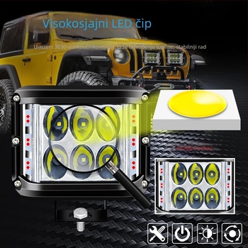 LED radna svjetiljka s tri strane za automobile - 36W, 3000lm, 9-36V, aluminij