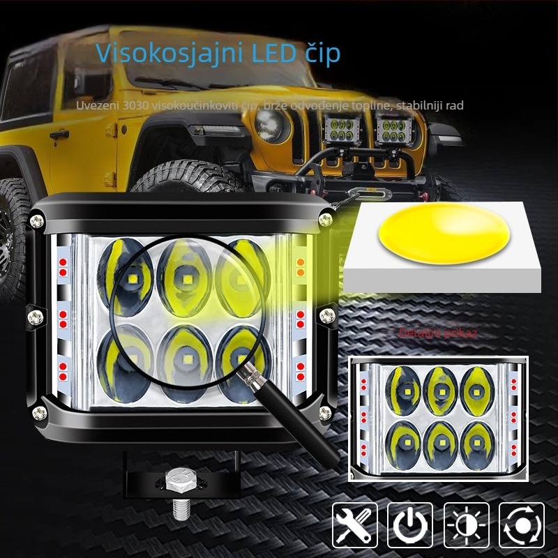 LED radna svjetiljka s tri strane za automobile - 36W, 3000lm, 9-36V, aluminij