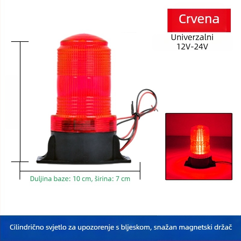 LED upozoravajuće strob svjetlo za viličare i vozila, krovna montaža, 12-24V, visoka svjetlost