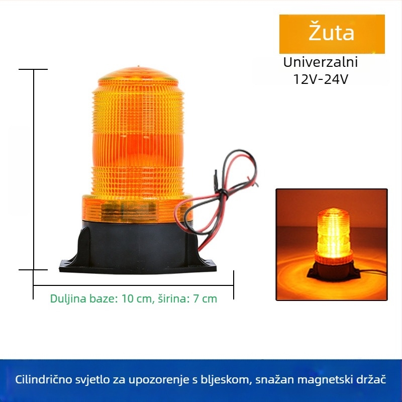 LED upozoravajuće strob svjetlo za viličare i vozila, krovna montaža, 12-24V, visoka svjetlost