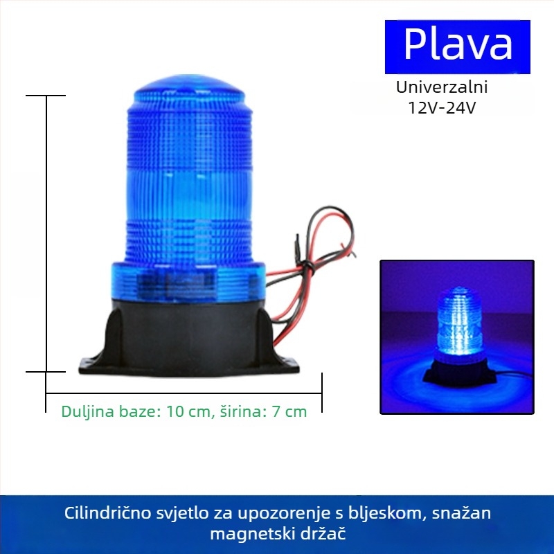 LED upozoravajuće strob svjetlo za viličare i vozila, krovna montaža, 12-24V, visoka svjetlost