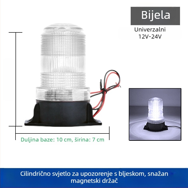 LED upozoravajuće strob svjetlo za viličare i vozila, krovna montaža, 12-24V, visoka svjetlost