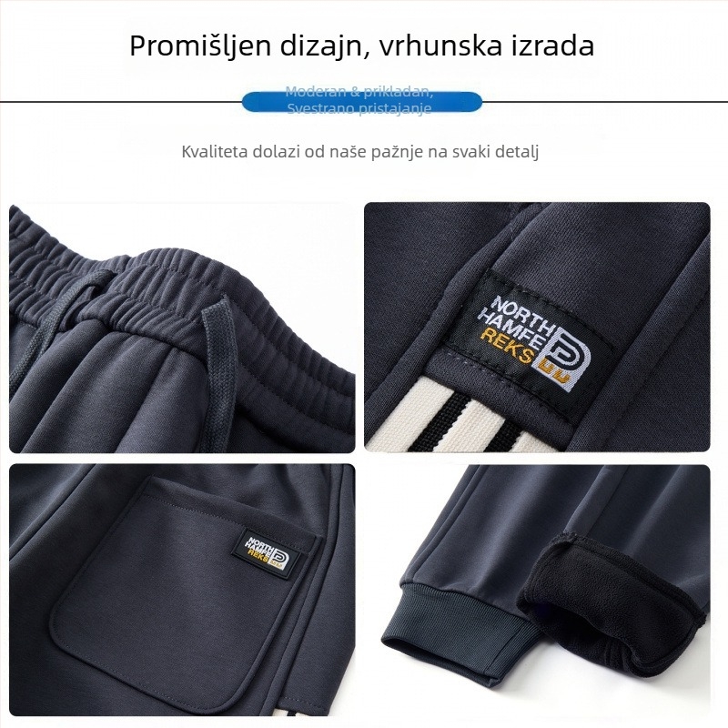 Muške pletene trenerke s fleksom, normalan kroj, zatvarač, zimske, pamukova smjesa