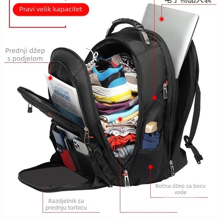 Unisex nylon ruksak za prijenosno računalo, vodootporan, kapacitet 36–55 L, za 16-inčni laptop, poslovna putovanja