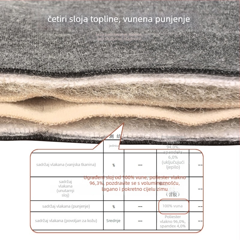 Dječja vest s punom od ovčje vune, vanjski materijal poliester 94%, debela izolacija, unutarnja podstava s teksturom