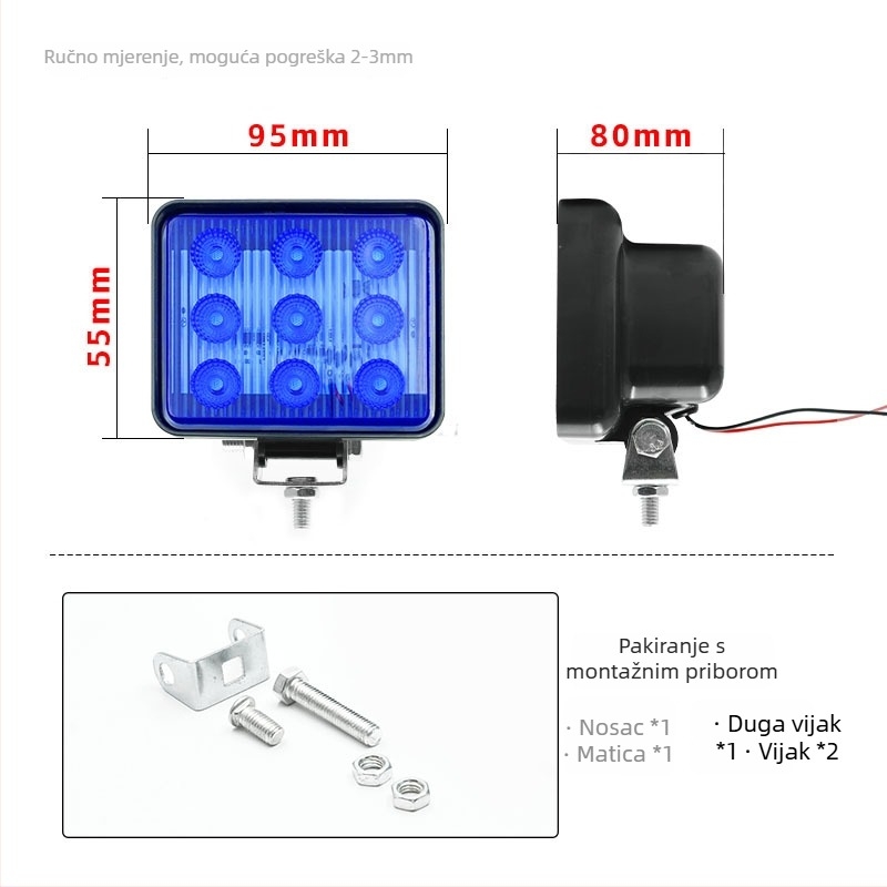 LED upozoravajuća svjetiljka za kamione, s 9 LED diodama, 12V, 7W, 0,6A, PC kućište, vodootporna