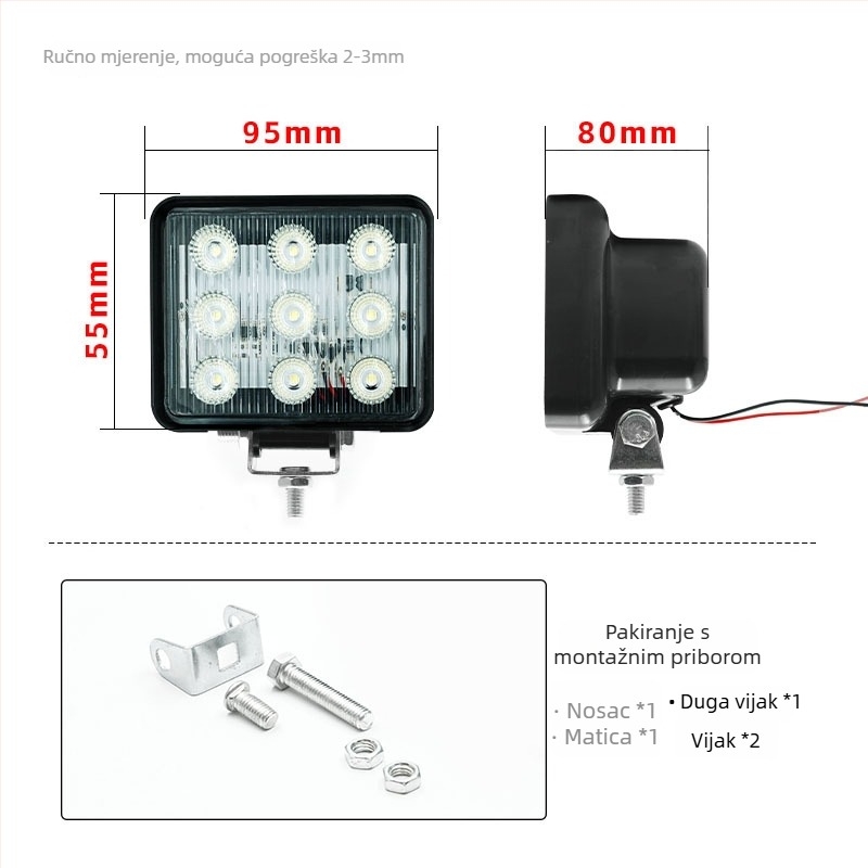 LED upozoravajuća svjetiljka za kamione, s 9 LED diodama, 12V, 7W, 0,6A, PC kućište, vodootporna